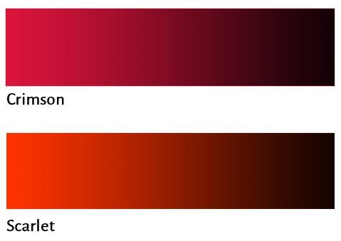What is the difference of scarlet and crimson?