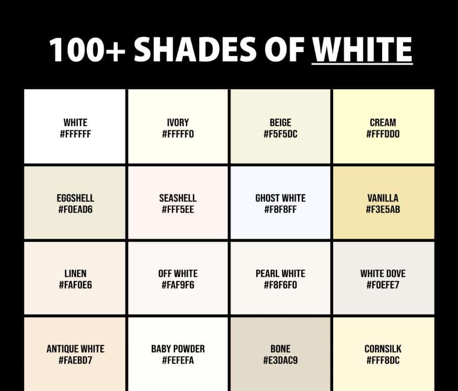 How many different shades of white are there?