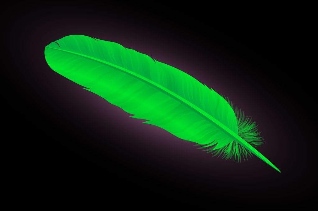 What does green feather symbolize?