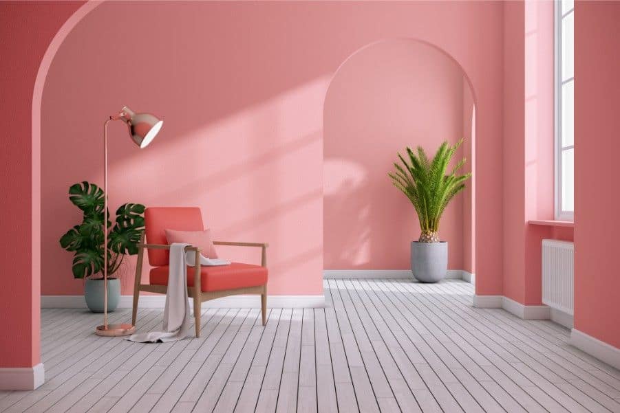 What color goes well on a pink wall?