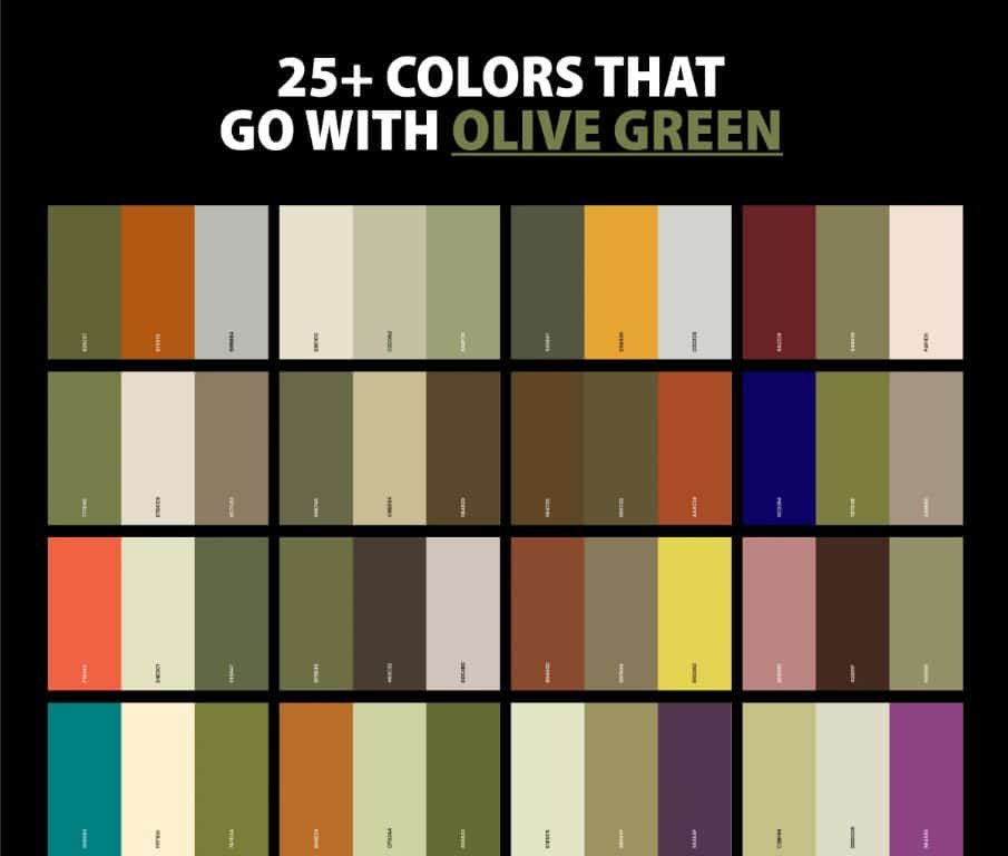 What colors go with deep olive green?