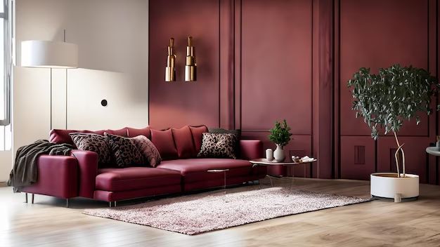 What colors go well with a burgundy sofa?