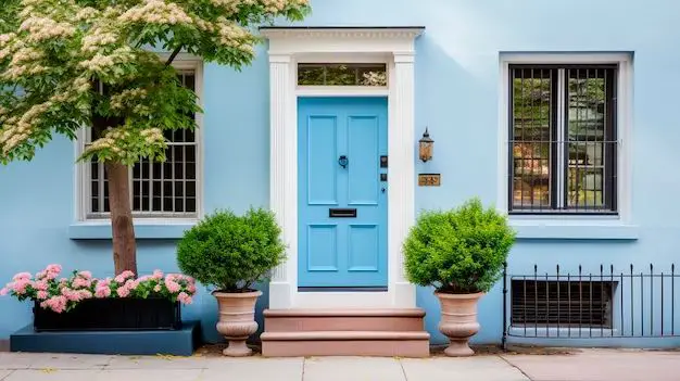 What color to paint front door on light blue house